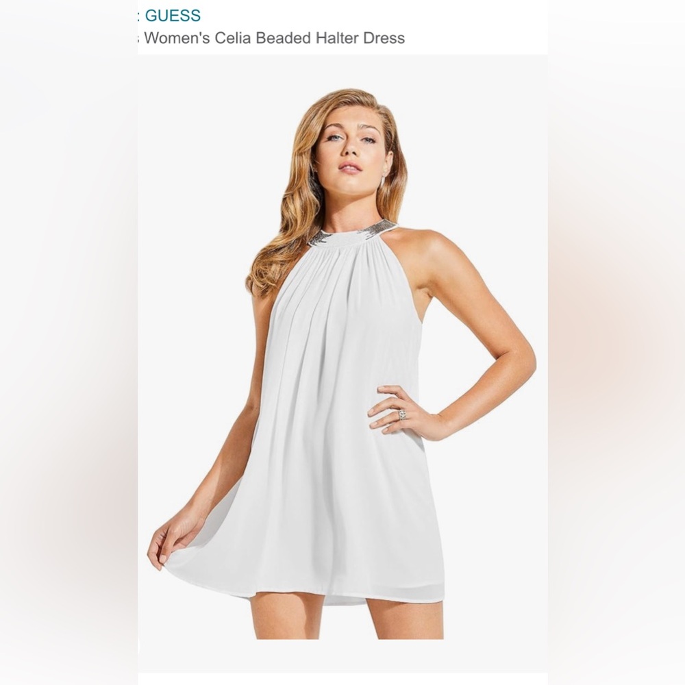Guess Ivory Celia Halter Dress